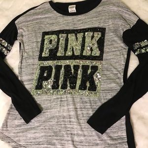 PINK long sleeve sequin t-shirt